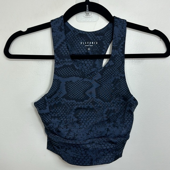 Allfenix Snake Python Print Anthropologie Longline Sports Bra Navy XS - Picture 3 of 7
